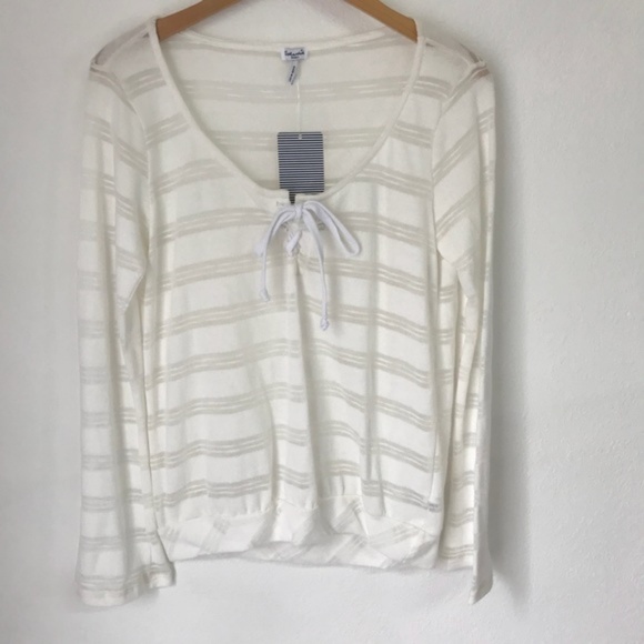 Splendid Sweaters - Splendid Striped Lace Up Sweater